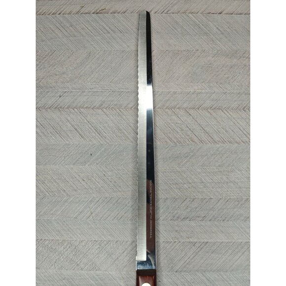 Vintage Robeson Frozen Heat Serrated Slicing Carving Knife Wooden Handle - Picture 7 of 7